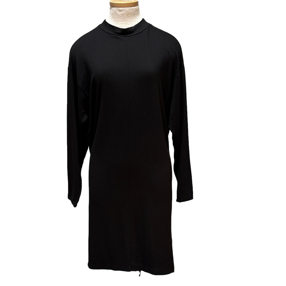 Eileen Fisher sz. L black contemporary classic midi dress
